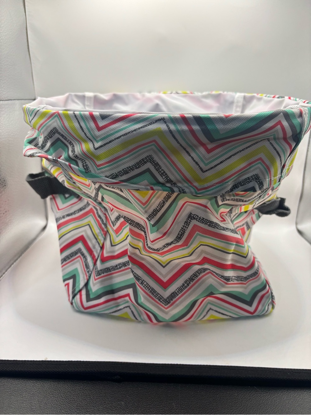 Chevron Print Roll-Top Tote Bag in Multi-Color